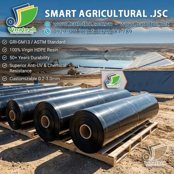 Bạt lót hồ chống thấm HDPE Vinatech độ dày 1.5mm